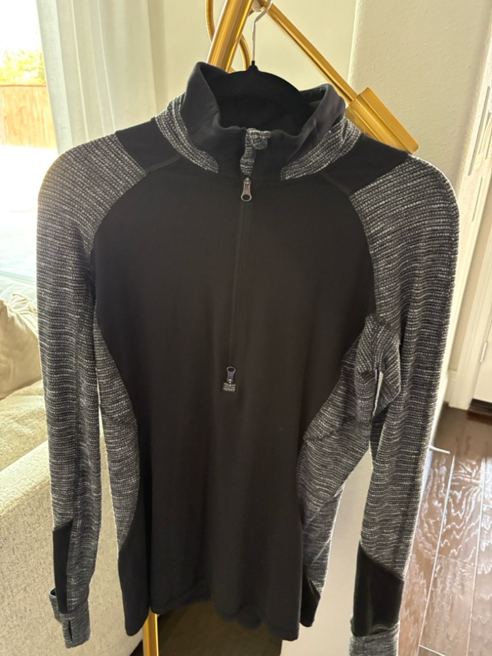 lululemon athletica Black and Heather Gray Half-Zip Pullover Hoodie